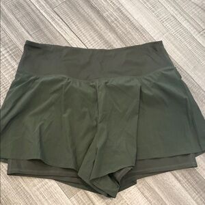 Cotton on Green shorts with Wide Waistband and Pleated Overlay
